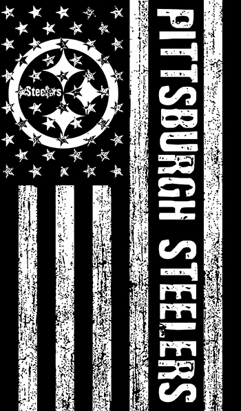 Pittsburgh Steelers Black And White American Flag logo vinyl decal